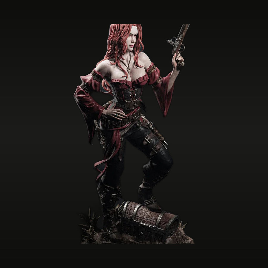 Fantasy Female Pirate Captain with Flintlock 38mm Resin Figure Kit - unpainted resin model kit
