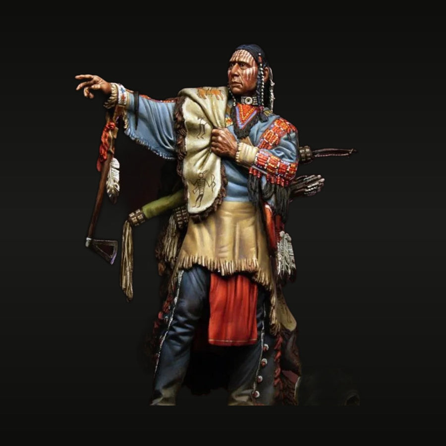 Plains Indian Warrior Chief with Feathered Regalia 1/24 Resin Bust Kit - unpainted resin model kit
