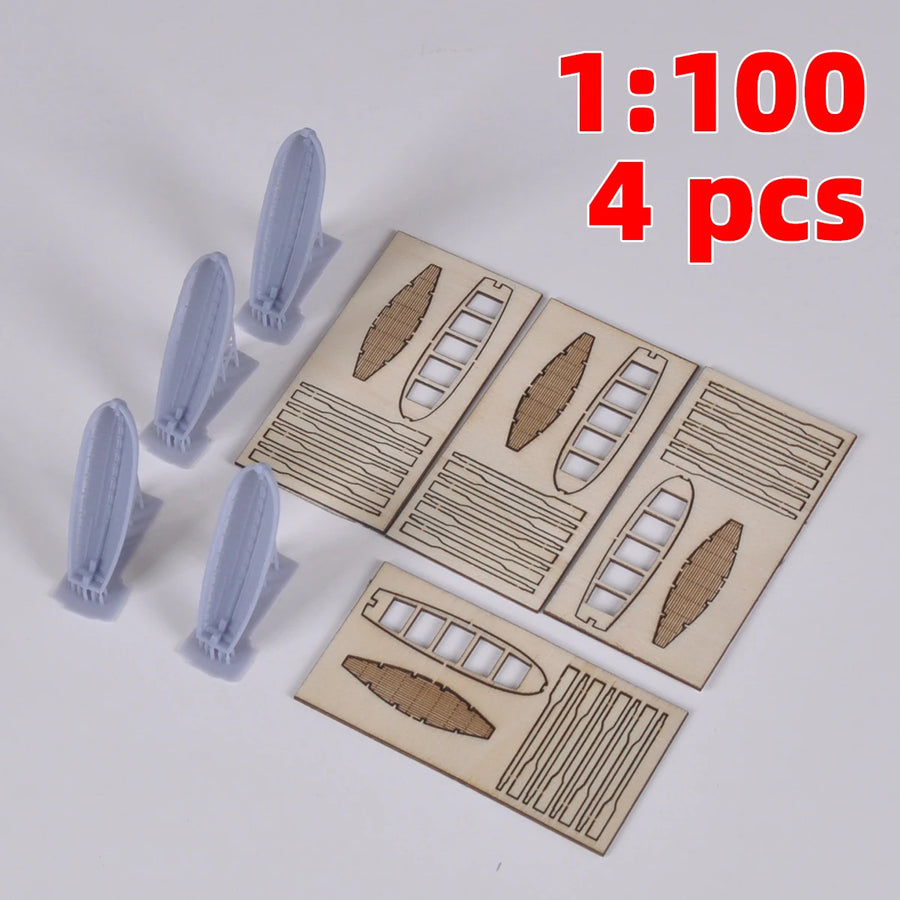 Classical Sailboat Wood Wooden Skiff Dinghy Small Boat Lifeboat Working Ship Scale Set Static Model Kit 1/100 1/150 1/200