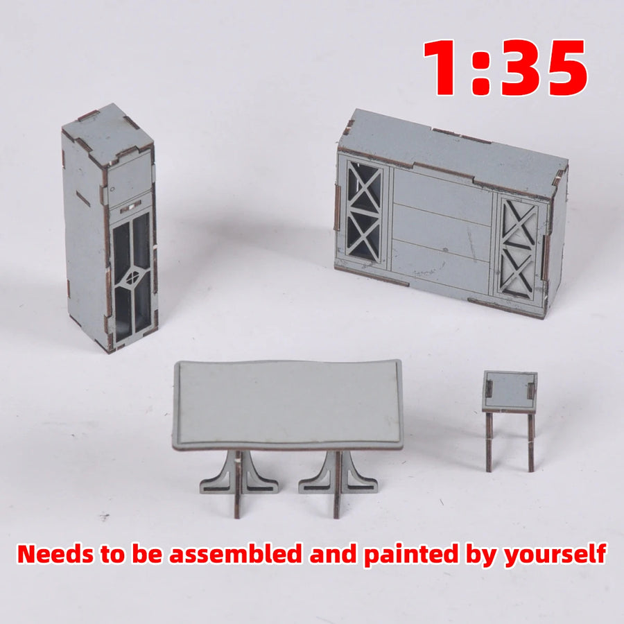 1/35 Sand Table Diorama Scale Model Kit Restaurant Cabinet Cupboard Sideboard Wine Cabinet Liquor Cabinet Dining Table & Chairs