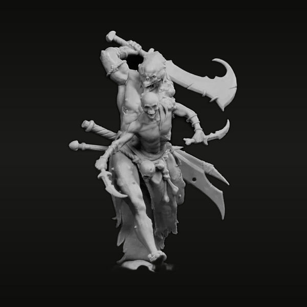 Fantasy Orc Dual-Wielding Curved Axes Warrior 63mm Resin Figure