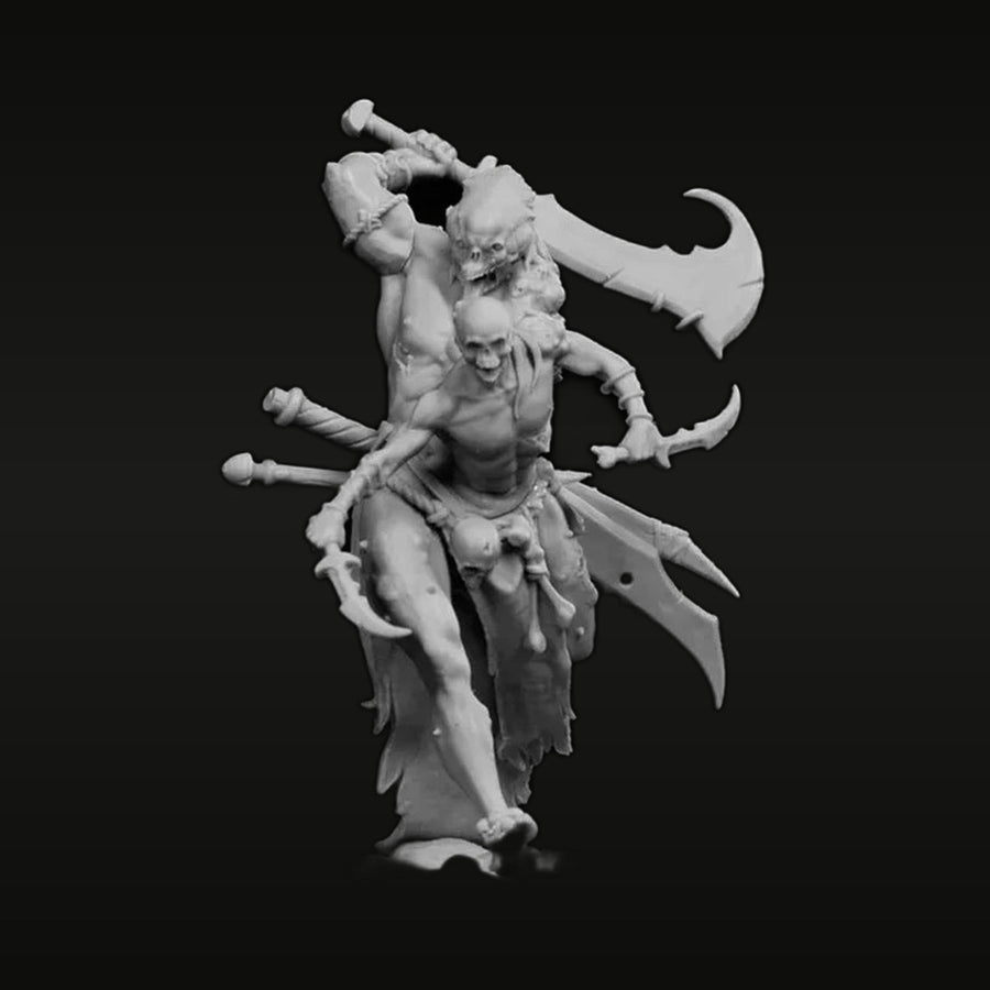Fantasy Orc Dual-Wielding Curved Axes Warrior 63mm Resin Figure - unpainted resin model kit