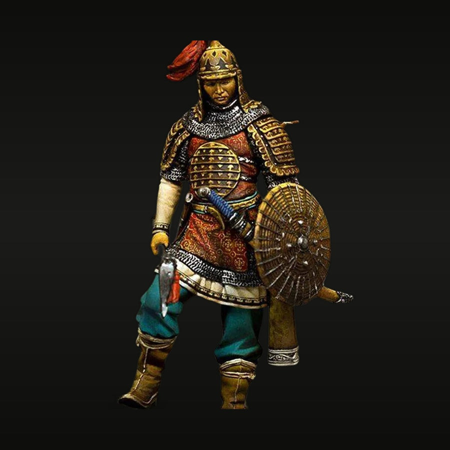 Medieval Mongolian Warrior with Lamellar Armor 1/24 Resin Figure - unpainted resin model kit