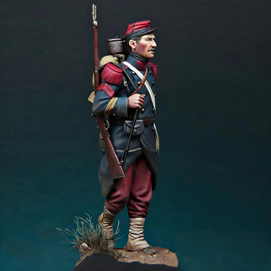 French Infantry Soldier with Rifle Franco-Prussian War 1/24 Resin Figure Kit - resin model view 2