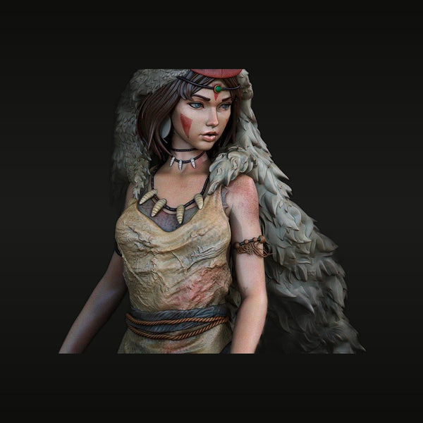 Fantasy Female Tribal Shaman with Fur Cloak 90mm Resin Bust Kit