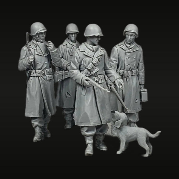 WWII Soviet Red Army Infantry Squad with Dog 1/35 Resin Figure Set