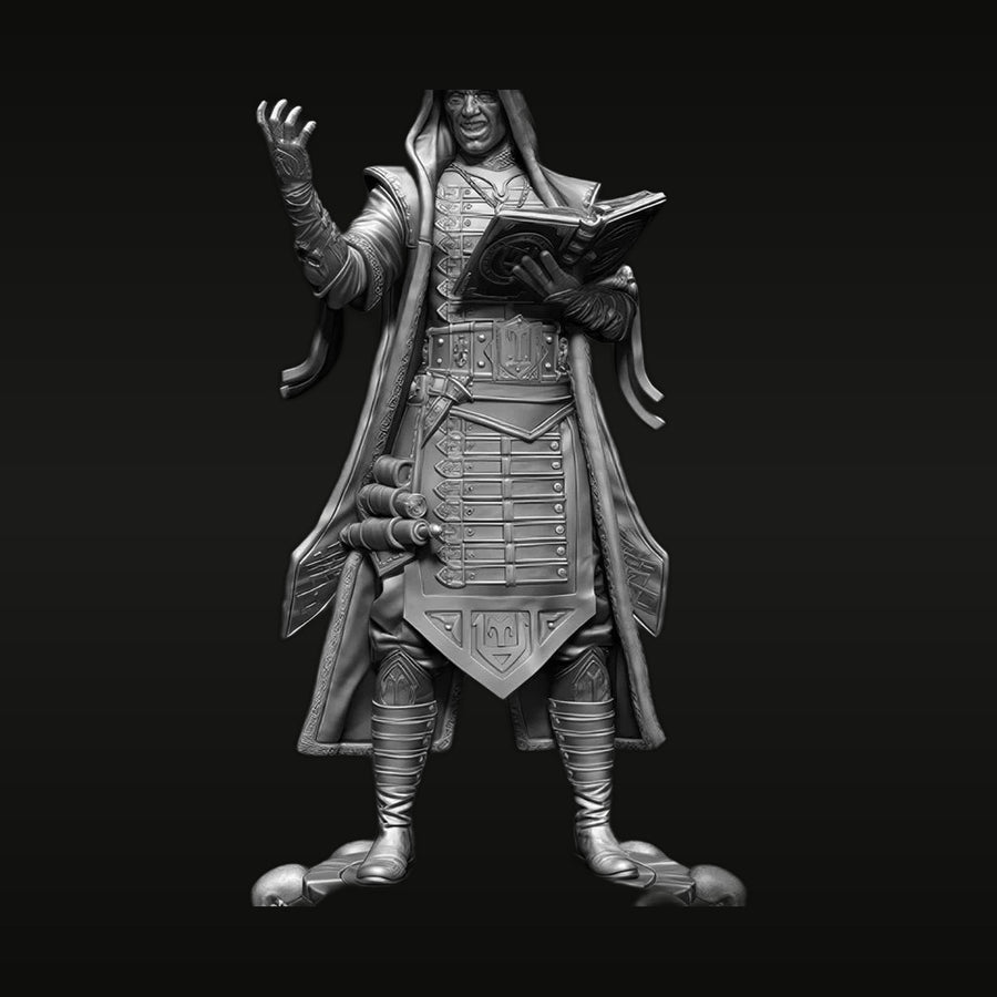 Fantasy Male Sorcerer with Grimoire and Ornate Armor 1/22 Resin Figure Kit - unpainted resin model kit