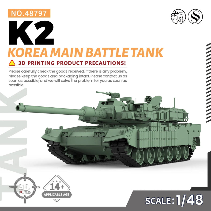 Korea K2 Main Battle Tank MRY-SFW SS797 1/72 1/35 1/48 1/144 25Mm Military Model Kit