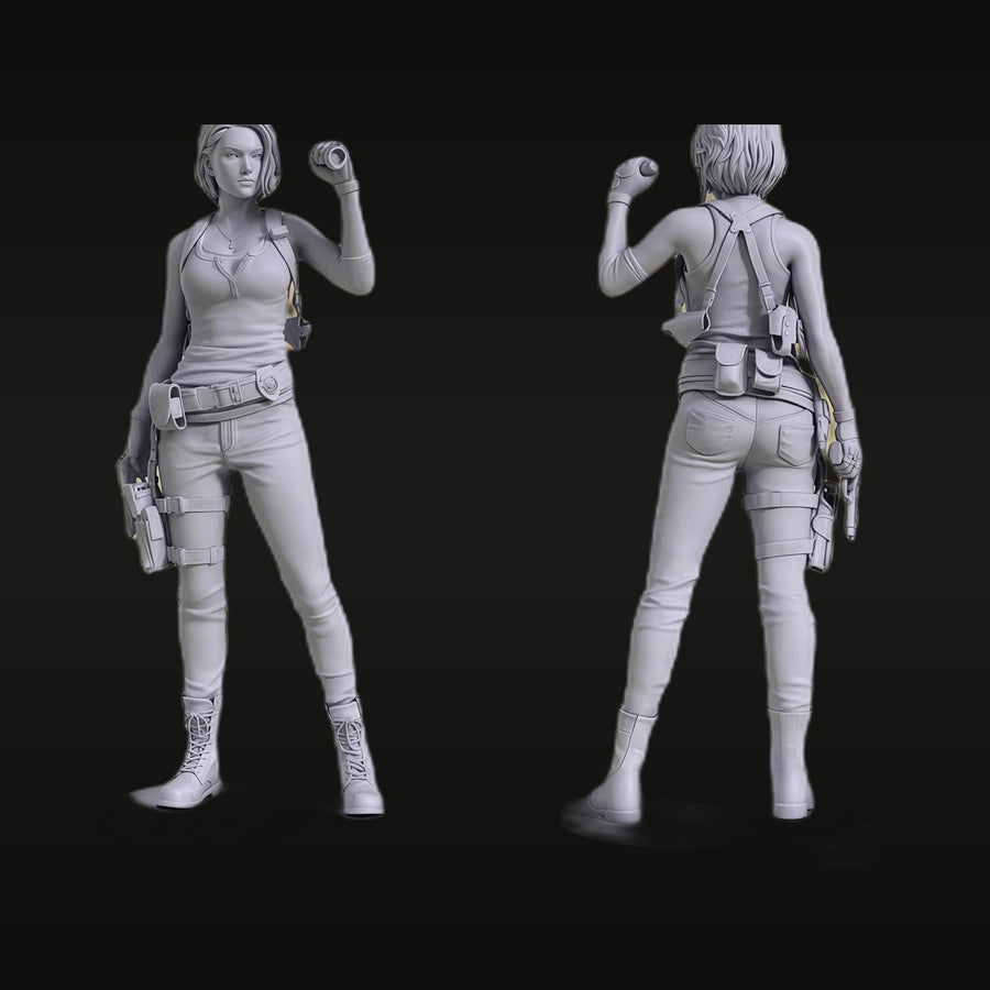 Modern Female Tactical Operative with Dual Holstered Pistols 75mm Resin Figure Kit - unpainted resin model kit