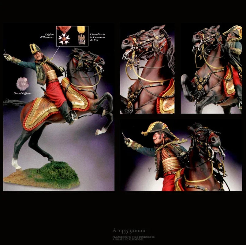 Napoleonic French Cavalry Officer on Rearing Horse 90mm Resin Figure Kit - resin model view 2