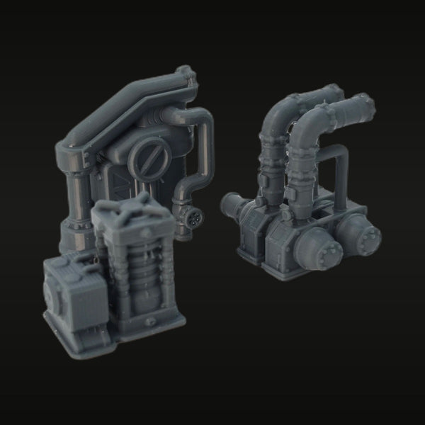 Industrial Pump and Motor Units with Piping Diorama Accessory Set 1/35 Resin Kit