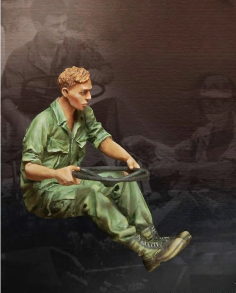 WWII Soldier Seated Relaxed Figure 1/35 Resin Kit - resin model view 2