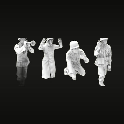 German WWII Soldiers 1/35 Scale Resin Figure Kit Set (4pcs)