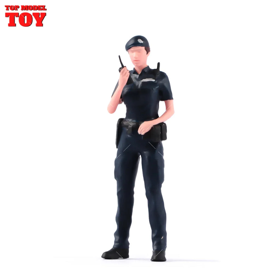 Painted Miniatures 1/64 1/87 1/43 1/18 Hong Kong Female Police Hold Intercom Scene Figure Accessory Unpainted Model for Decorate