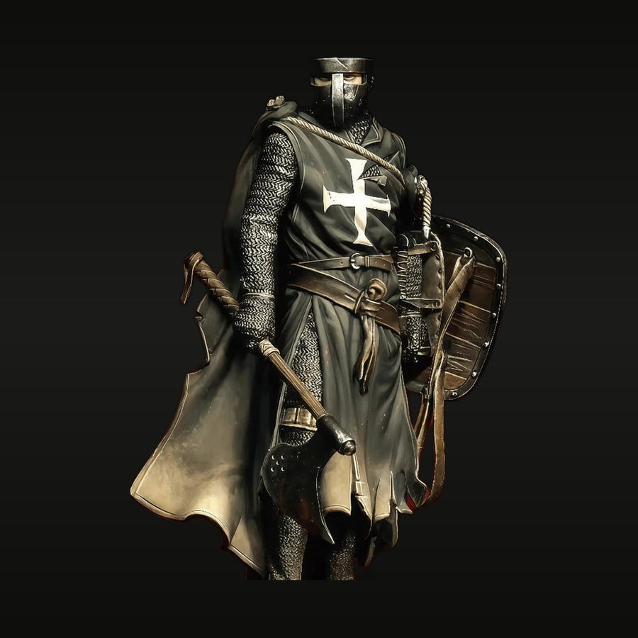 Medieval Crusader Knight with Sword & Kite Shield 90mm Resin Figure - unpainted resin model kit