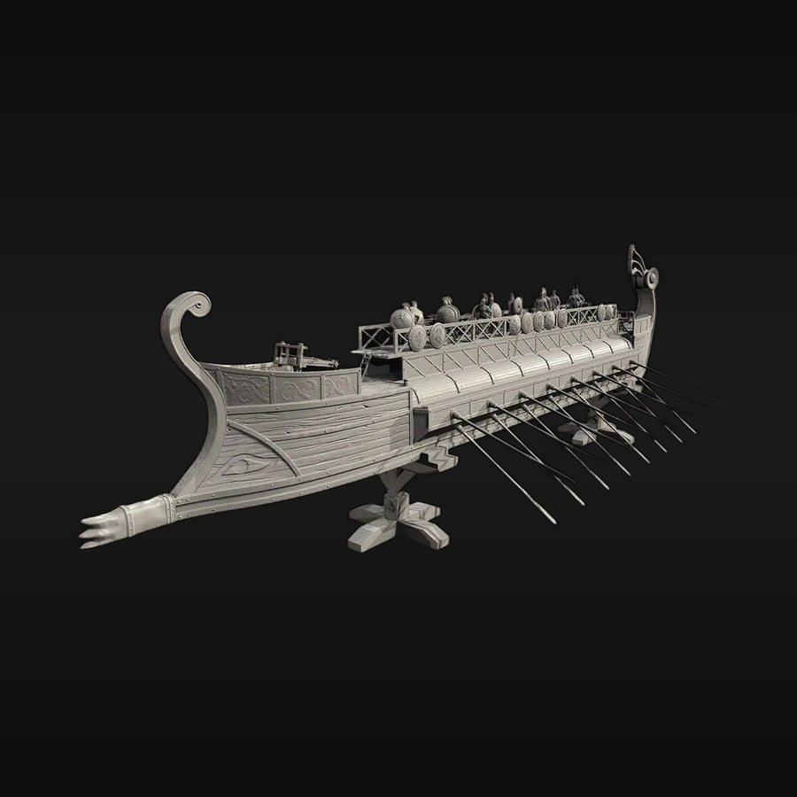 Ancient Greek Trireme Warship with Oars 250mm Resin Ship Kit - unpainted resin model kit