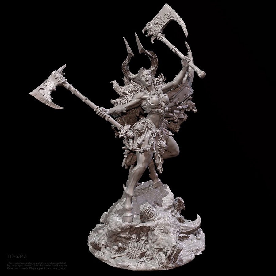 Fantasy Female Demon Warrior Multi-Armed with Scythes 50mm Resin Figure Kit - resin model view 3