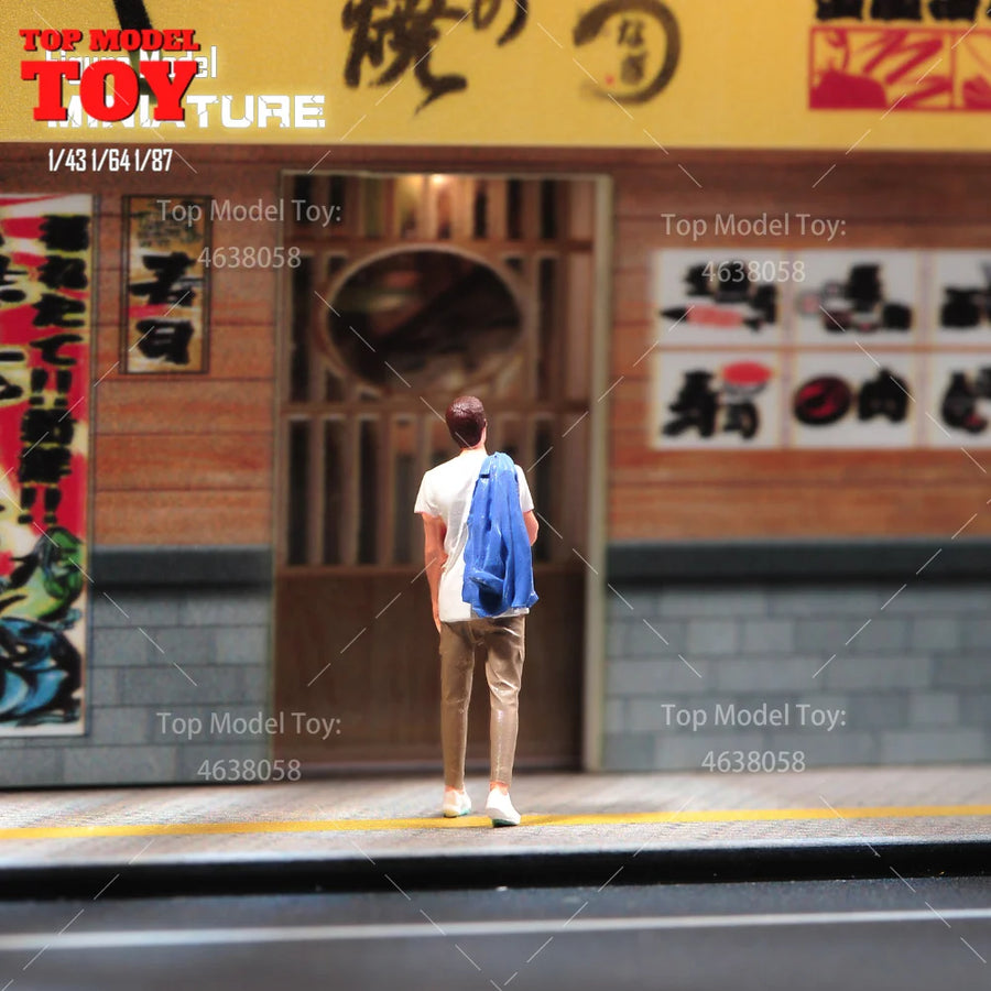 Painted Miniatures 1/64 Grey Vest Boy Jacket White T-Shirt Man Mini Scene Props Doll Unpainted Model for Cars Vehicles Toys