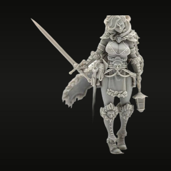 Fantasy Female Warrior with Ornate Armor and Sword 75mm Resin Figure Kit