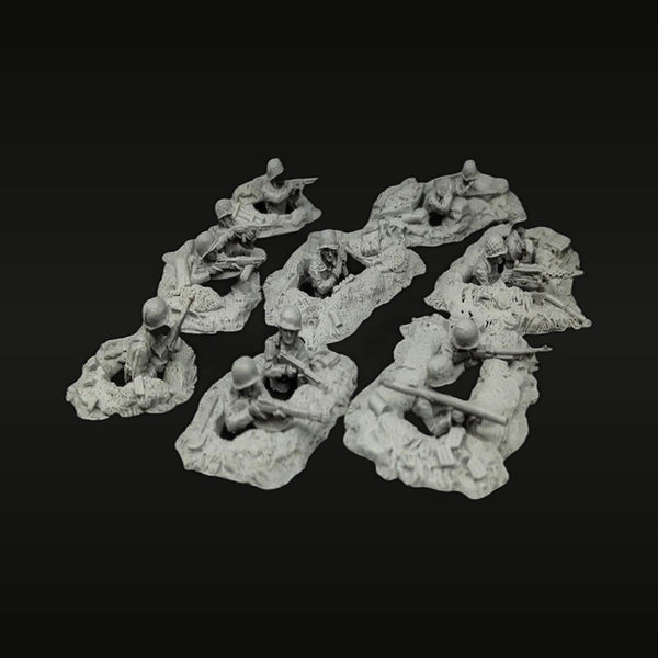 WWII US Infantry Squad in Foxhole Positions 1/72 Resin Figure Set