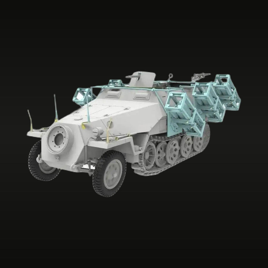 WWII German Sd.Kfz.251/1 Ausf.D Wurfrahmen Halftrack (Stuka zu Fuss) 1/35 Resin Vehicle Kit - unpainted resin model kit