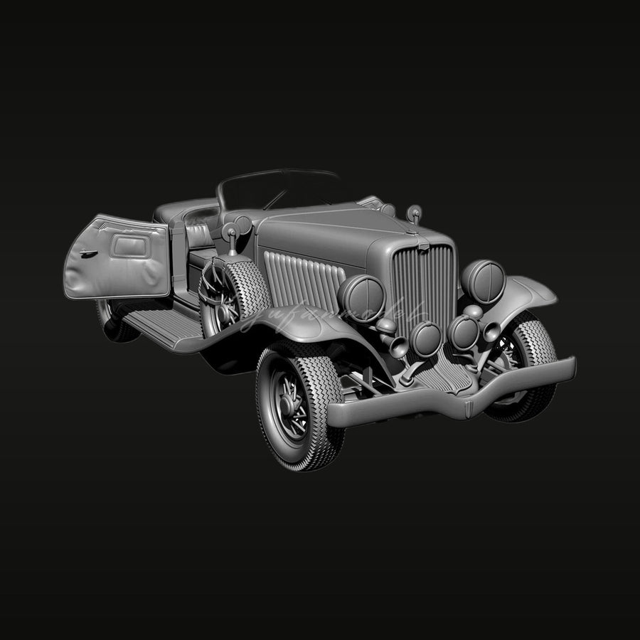 1930s Convertible Roadster with Open Doors 1/35 Resin Model Kit - unpainted resin model kit