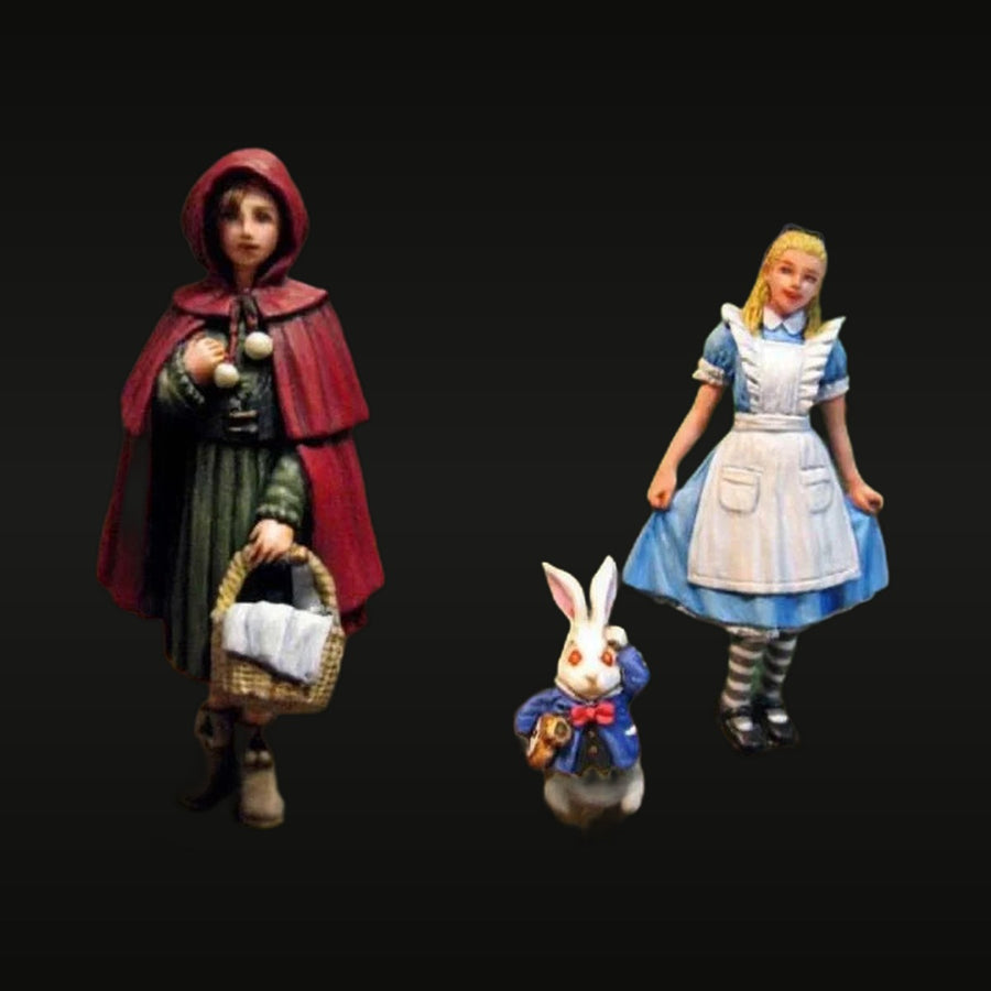 Fairy Tale Little Red Riding Hood Alice & White Rabbit 1/35 Resin Figure Set - unpainted resin model kit