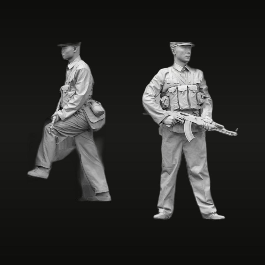 Vietnam War NVA Soldier with AK-47 1/35 Resin Figure Set - unpainted resin model kit