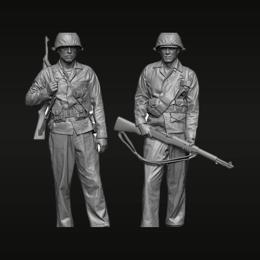 WWII US Infantry Soldier with M1 Garand and Bayonet 1/35 Resin Figure Set - unpainted resin model kit