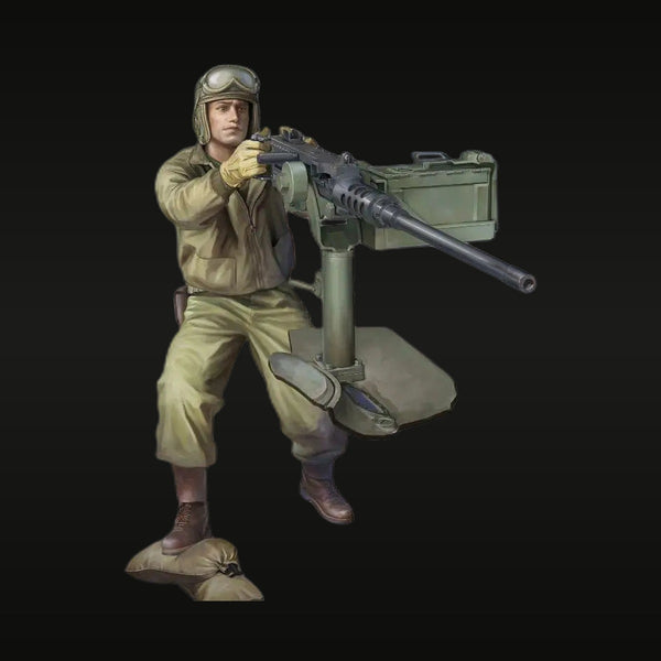 WWII US Army Machine Gunner with M2 Browning .50 Cal Mount 1/16 Resin Figure Kit