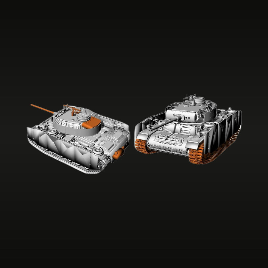 WWII German Panzer III & IV Medium Tanks Combo 1/35 Resin Vehicle Kit - unpainted resin model kit