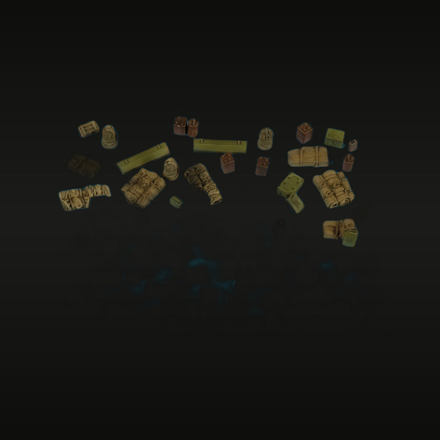 WWII Military Supply Scatter Ammunition Boxes Crates 1/72 Resin Diorama Set - unpainted resin model kit