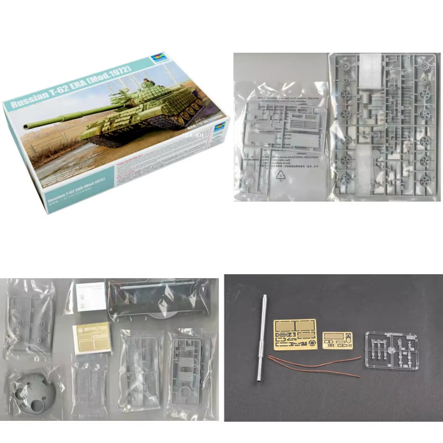 Trumpeter 01556 1/35 Russian T-62 T62 ERA Mod 19872 Tank Military Children Toy Gift Plastic Assembly Building Model Kit