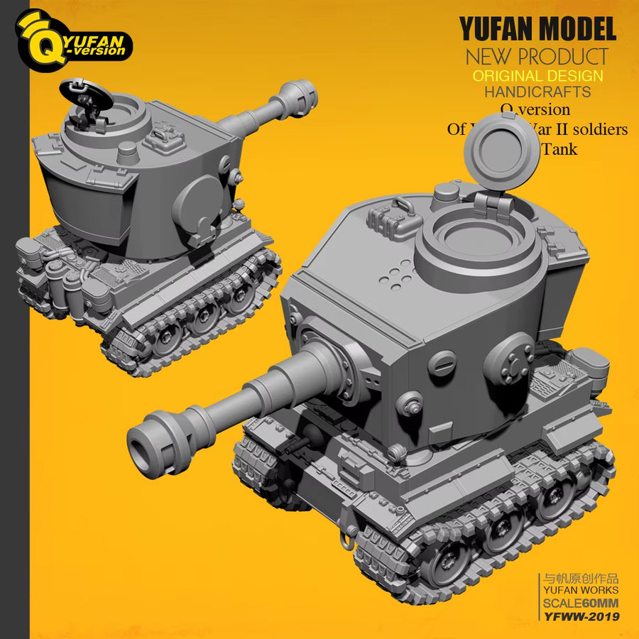 WWII German Q-Style Chibi Tank 1/60 Resin Vehicle Kit - resin model view 2