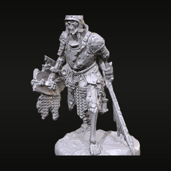 Fantasy Undead Skeleton Warrior with Axe and Shield 25mm Resin Figure Kit