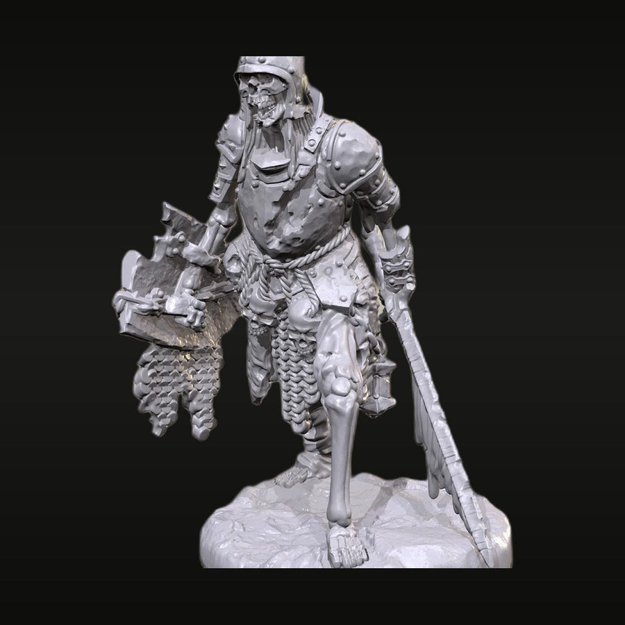 Fantasy Undead Skeleton Warrior with Axe and Shield 25mm Resin Figure Kit - unpainted resin model kit