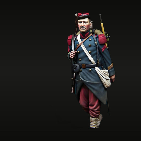 French Infantry Soldier with Rifle Franco-Prussian War 1/24 Resin Figure Kit