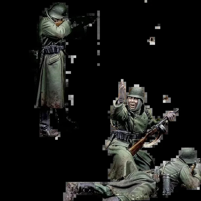 WWII Soviet Infantry Combat Set 3 Figures 1/35 Resin Kit - resin model view 2