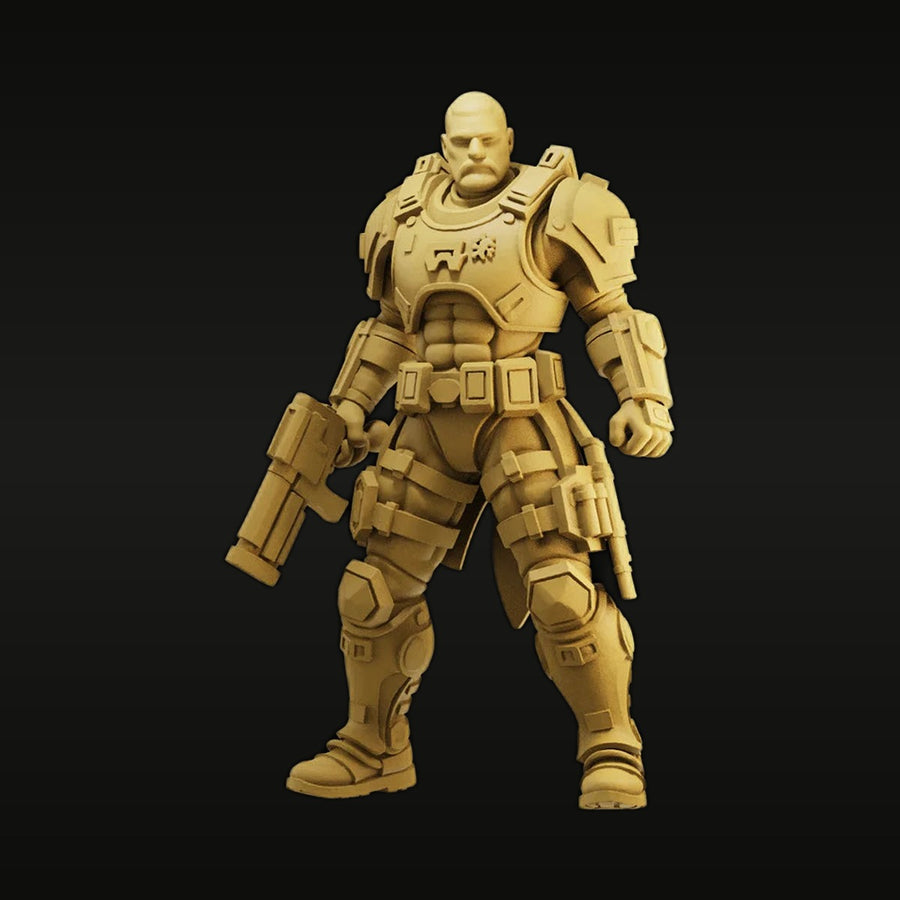 Sci-Fi Armored Tactical Operator with Rifle 1/64 Resin Figure Kit - unpainted resin model kit