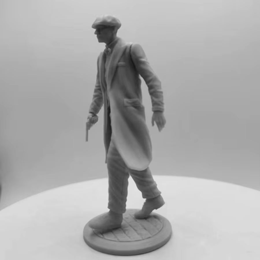 1920s-1930s Civilian Male in Long Overcoat and Flat Cap 75mm Resin Figure Kit - resin model view 3