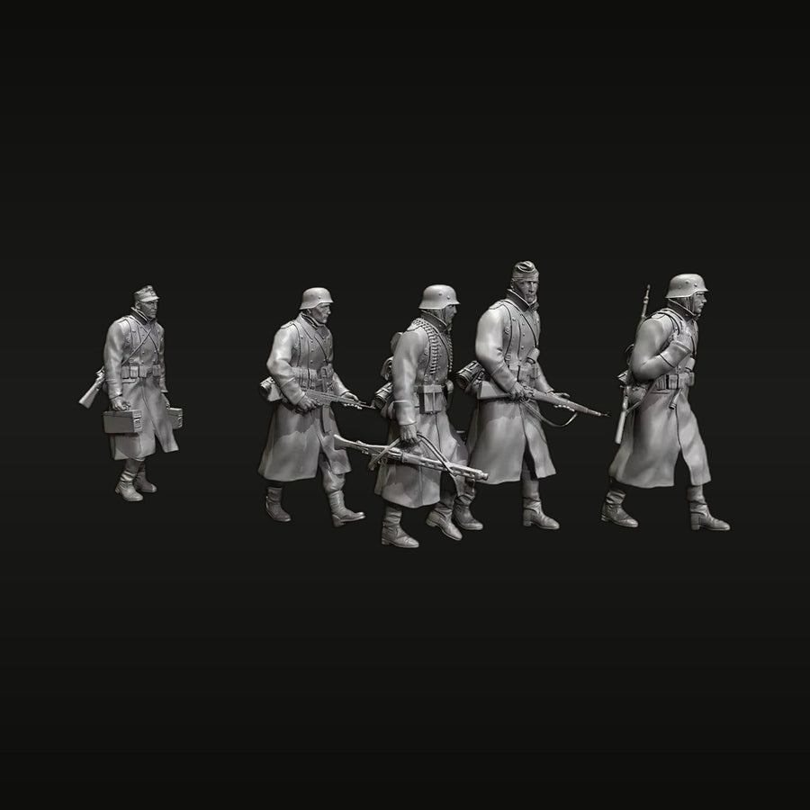 WWII German Infantry Squad Eastern Front 1941-43 50mm Resin Figures Set - unpainted resin model kit