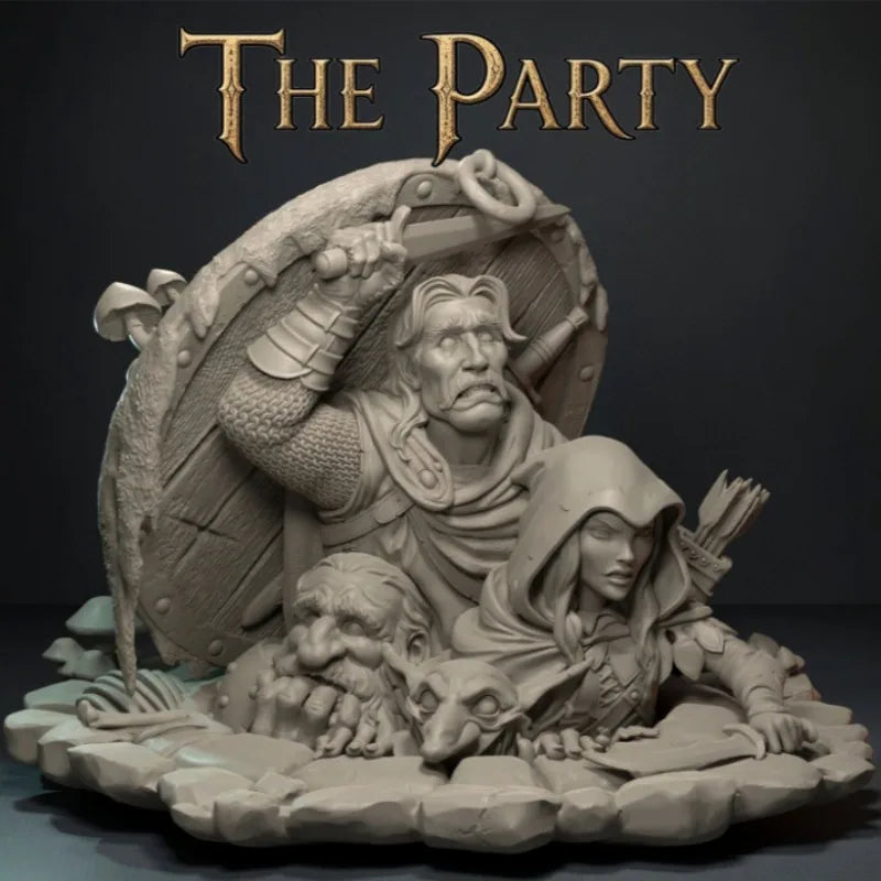 Fantasy Stone Courtyard & Wooden Barrel Diorama Base Set 70mm Resin Kit - resin model view 2