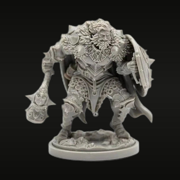 Fantasy Ornate Dwarf Warrior with Axe and Shield 28mm Resin Figure Kit