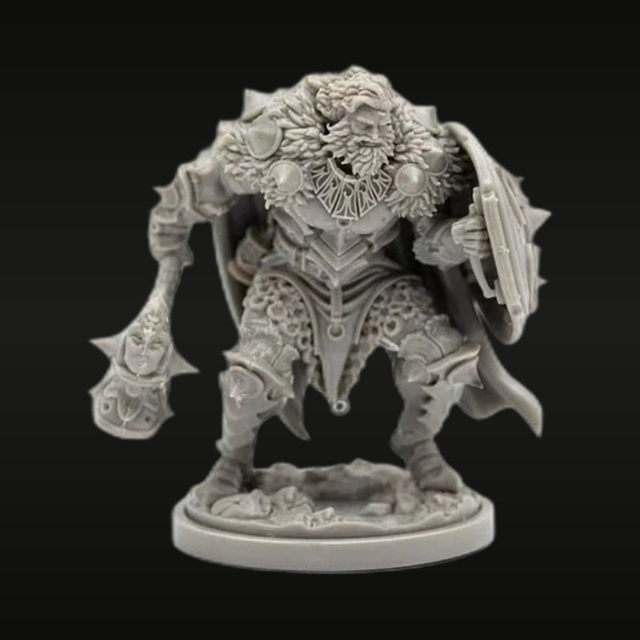 Fantasy Ornate Dwarf Warrior with Axe and Shield 28mm Resin Figure Kit - unpainted resin model kit