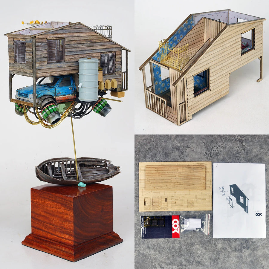 Assembly Architectural Model Sand Table Motor Home Building Components Wooden House Diorama Scale Model Kit 1/24 1/35