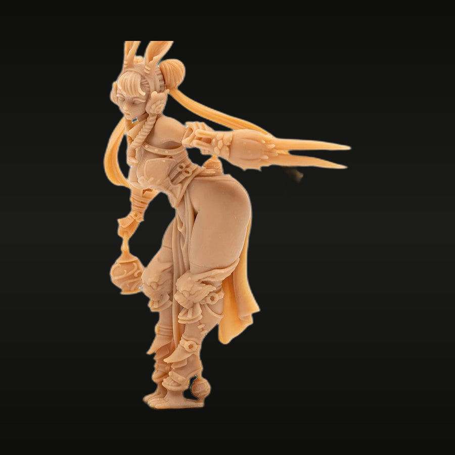 Fantasy Female Rabbit Warrior with Dual Blades 38mm Resin Figure Kit - unpainted resin model kit