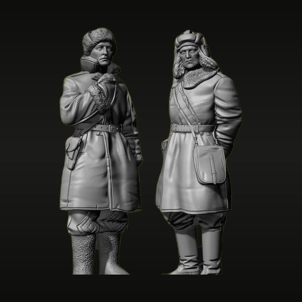 WWII Soviet Tank Officers Winter Uniforms 1/35 Resin Figure Set