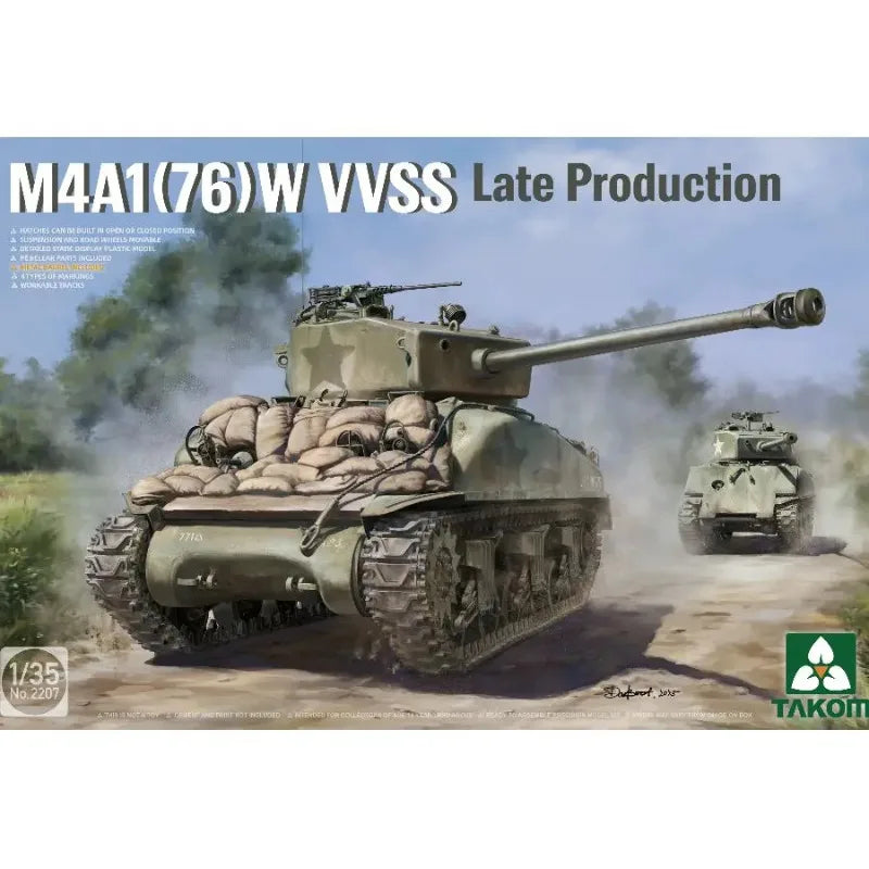 TAKOM 2207 1/35 M4A1 76(W) VVSS Late Production Tank Military Assemble Model Kit Plastic Model Kit