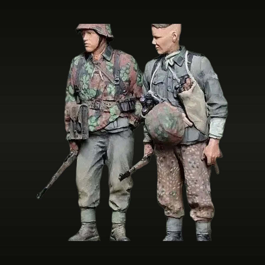 WWII German Fallschirmjäger Squad 2-Figure Set 1/35 Resin Kit - unpainted resin model kit