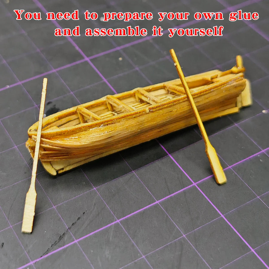 Classical Sailboat Sailing Ship Vessel Wood Wooden Skiff Dinghy Small Boat Lifeboat Working Ship Scale Model Kit 1/100